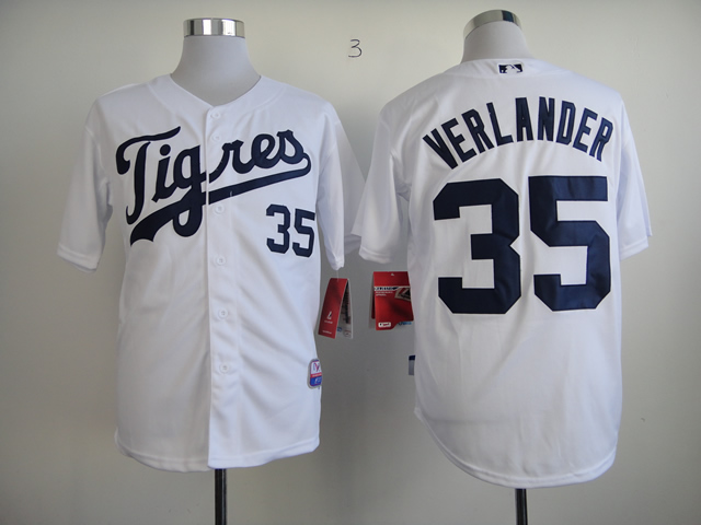 Men Detroit Tigers 35 Verlander White MLB Jerseys